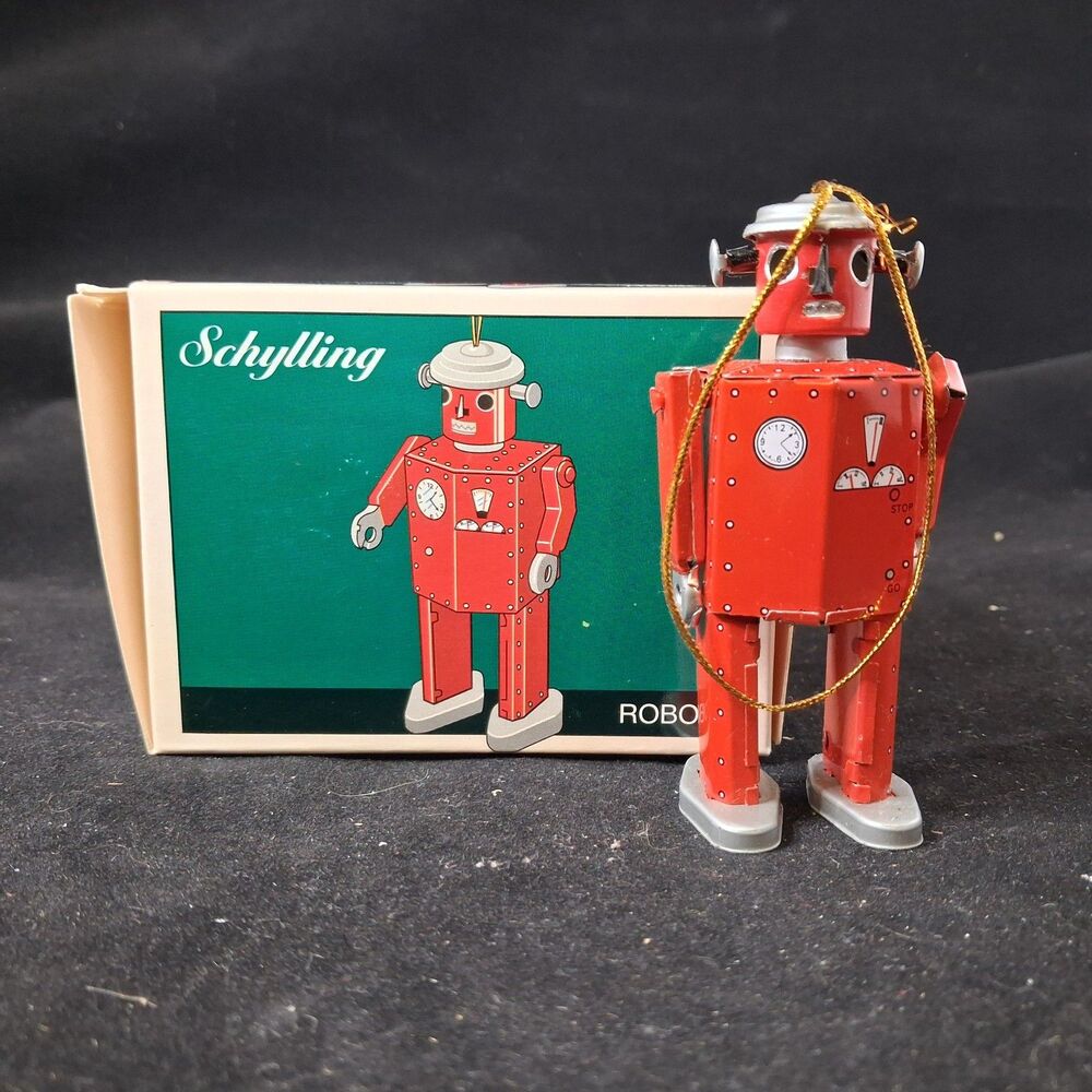 SCHYLLING TIN LITHO Robot Orig Box 1997 Rare Christmas Ornament New In Box